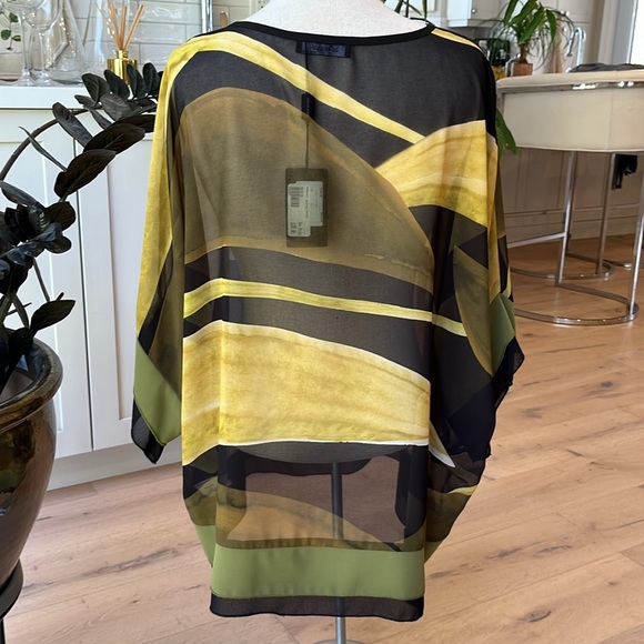 NWT Peruzzi green yellow and black caftan tunic made in Italy - Picture 6 of 12